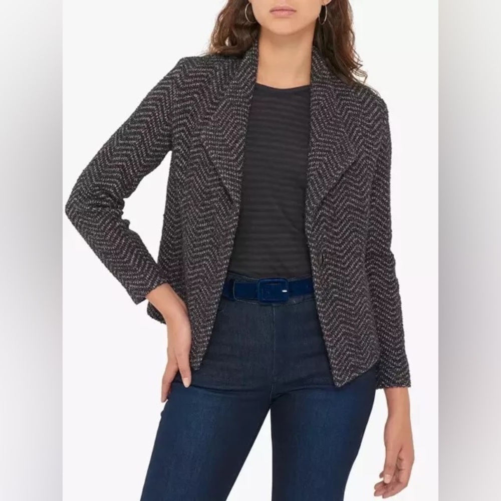 SELMA CHEVRON-TWEED KNIT BLAZER